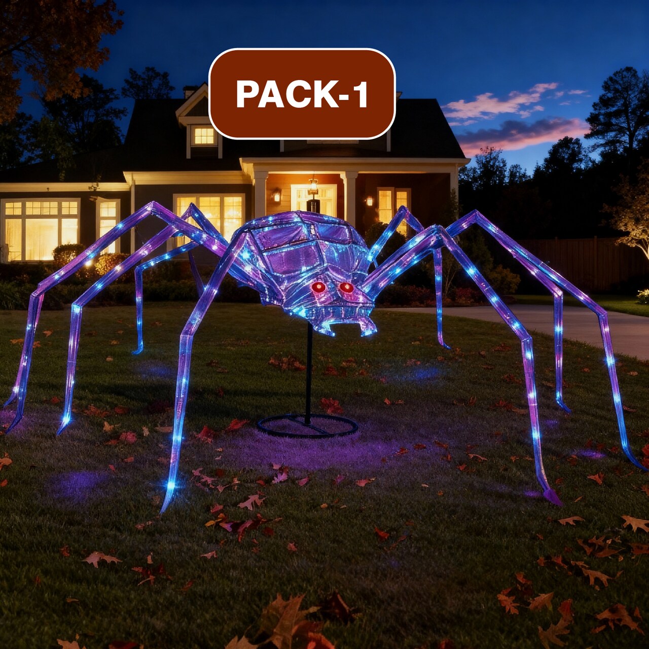 Pre-Lit Prismatic Spider with 120 Purple LED Lights | 5.5 Ft Halloween Decoration
